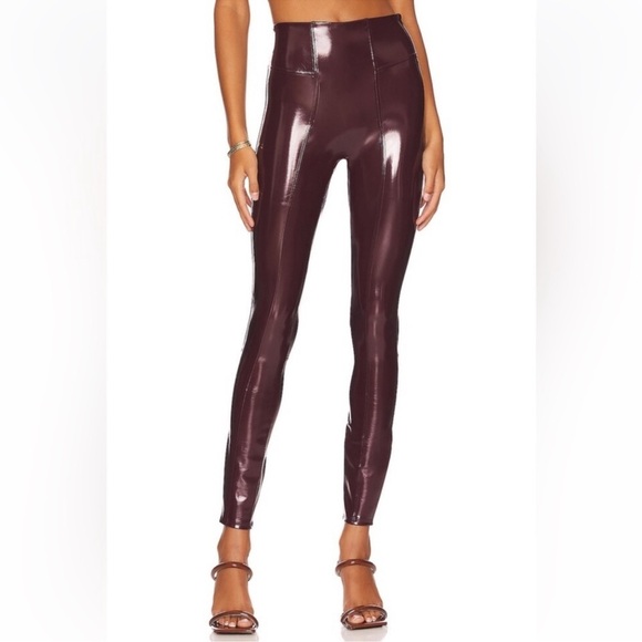 SPANX Pants - Spanx Faux Patent Leather Leggings Ruby Red Burgundy Medium $128